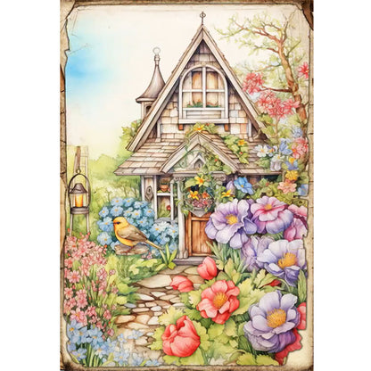 Vintage Poster - Garden Cabin - 11CT Stamped Cross Stitch 40*60CM