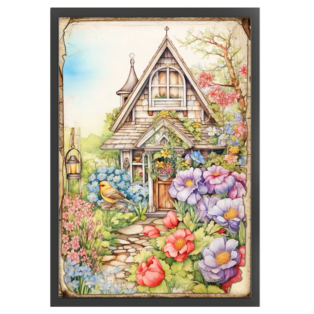 Vintage Poster - Garden Cabin - 11CT Stamped Cross Stitch 40*60CM