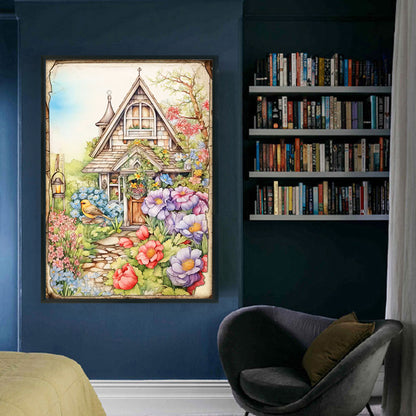 Vintage Poster - Garden Cabin - 11CT Stamped Cross Stitch 40*60CM