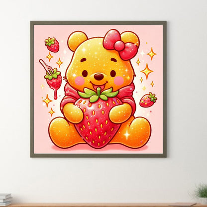 Winnie The Pooh And Strawberries - Full Round Drill Diamond Painting 30*30CM