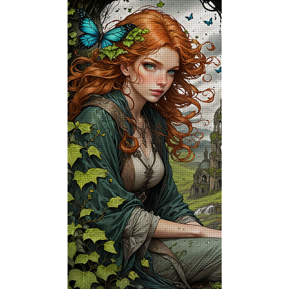 Classical Girl - 11CT Stamped Cross Stitch 40*75CM
