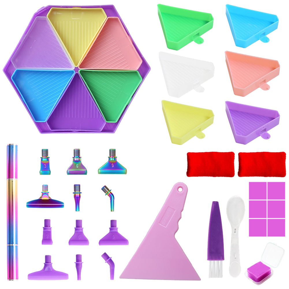 Diamond Painting Tool Accessory Tray Kit with Brush Spoon Glue Clays (Set 3)
