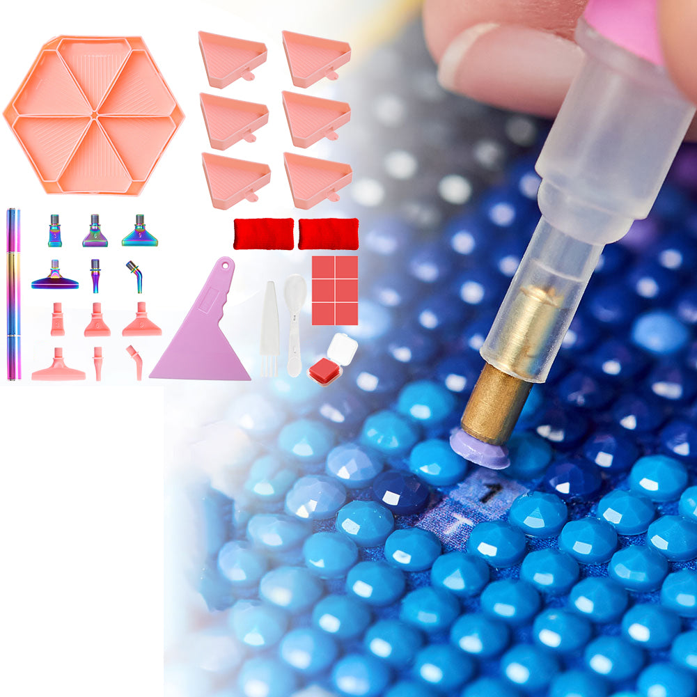 Diamond Painting Tool Accessory Tray Kit with Brush Spoon Glue Clays (Set 3)