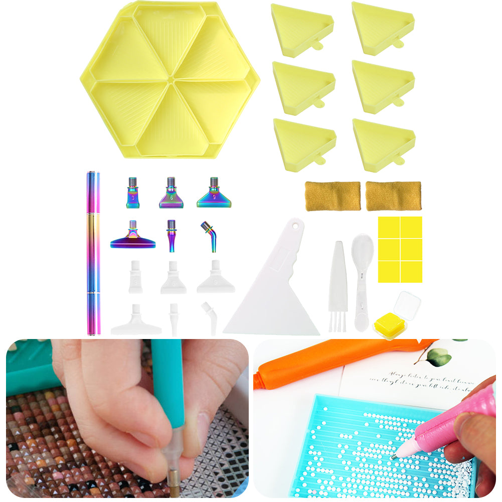 Diamond Painting Tool Accessory Tray Kit with Brush Spoon Glue Clays (Set 3)