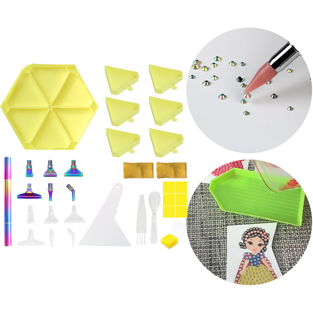 Diamond Painting Tool Accessory Tray Kit with Brush Spoon Glue Clays (Set 3)