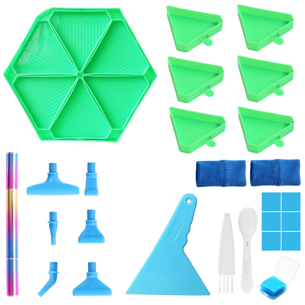 Diamond Painting Tool Accessory Tray Kit with Brush Spoon Glue Clays (Set 2)