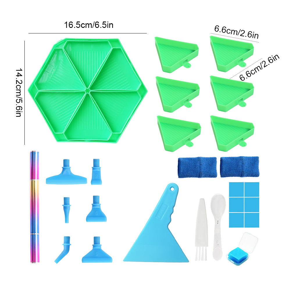 Diamond Painting Tool Accessory Tray Kit with Brush Spoon Glue Clays (Set 2)