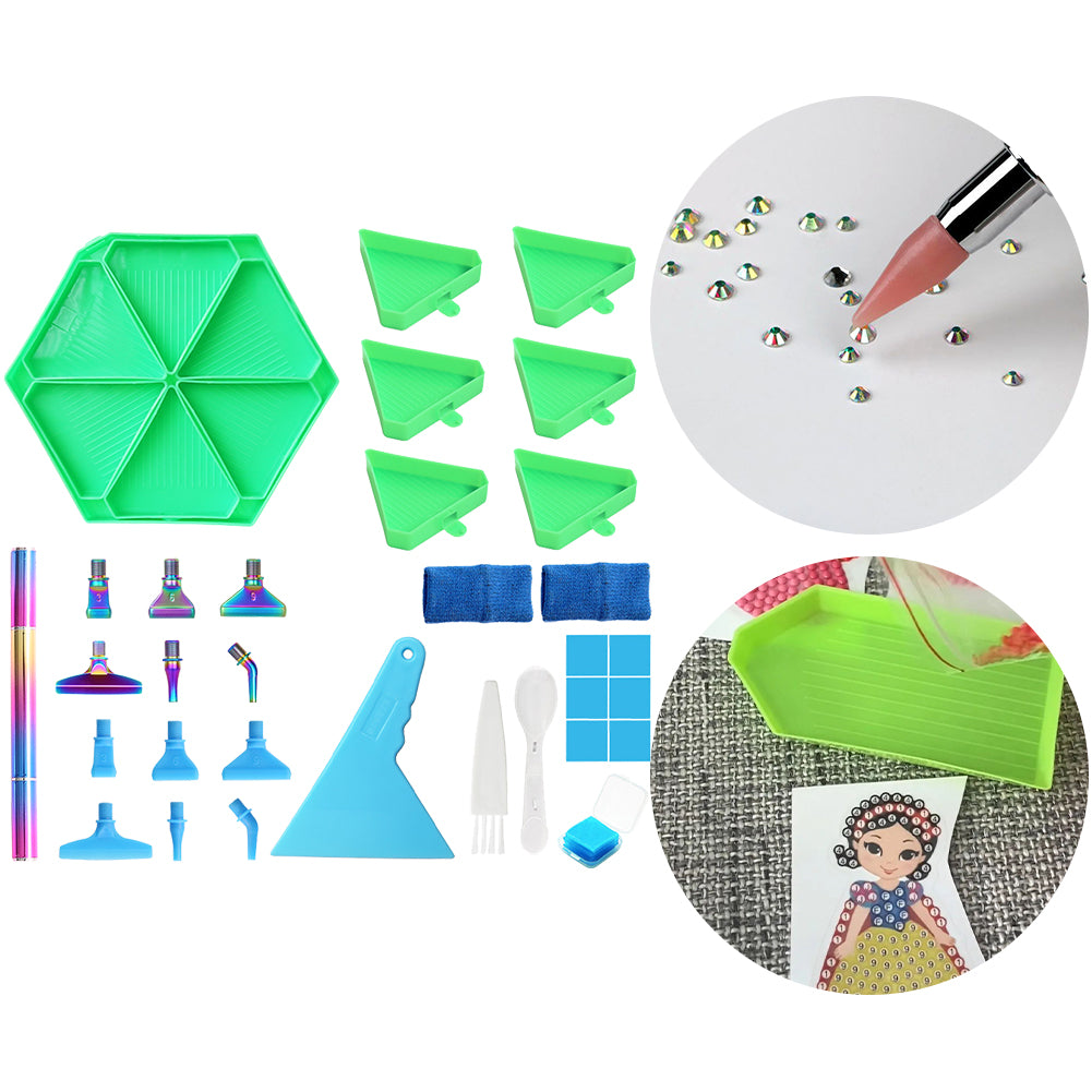 Diamond Painting Tool Accessory Tray Kit with Brush Spoon Glue Clays (Set 3)