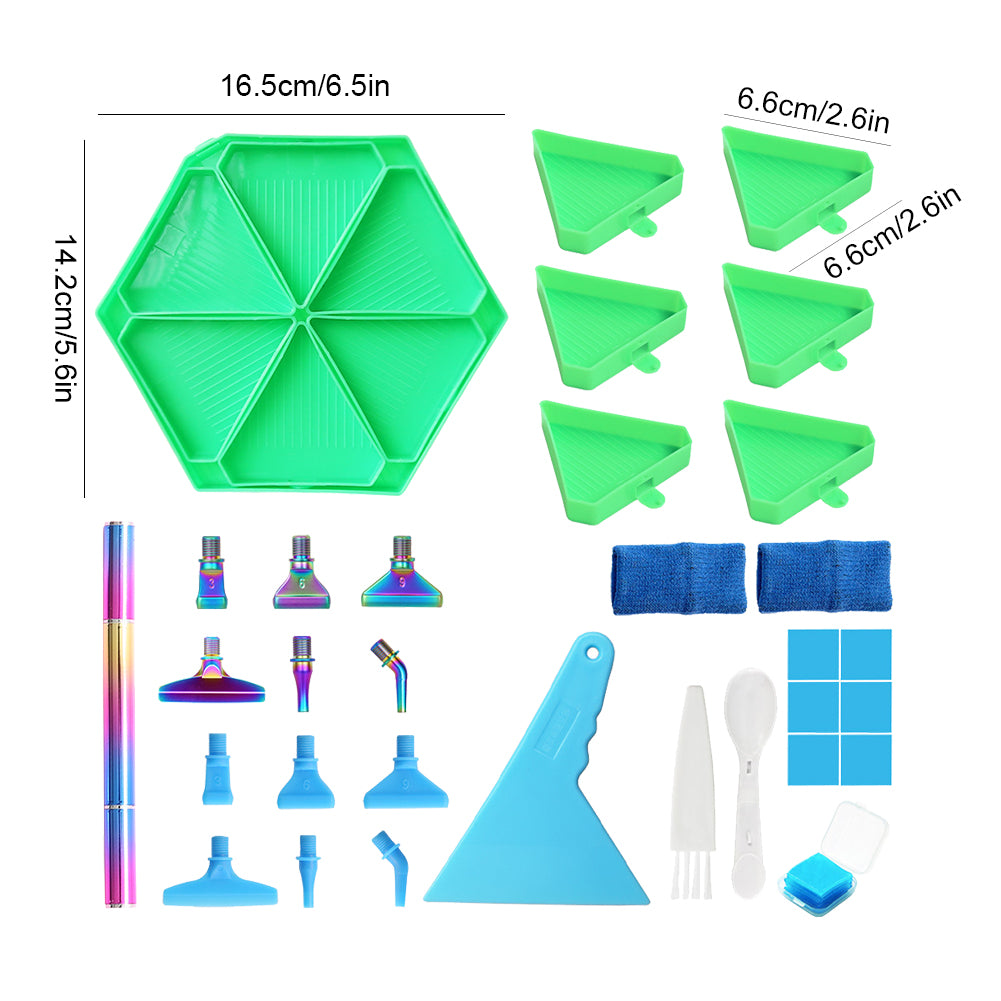 Diamond Painting Tool Accessory Tray Kit with Brush Spoon Glue Clays (Set 3)