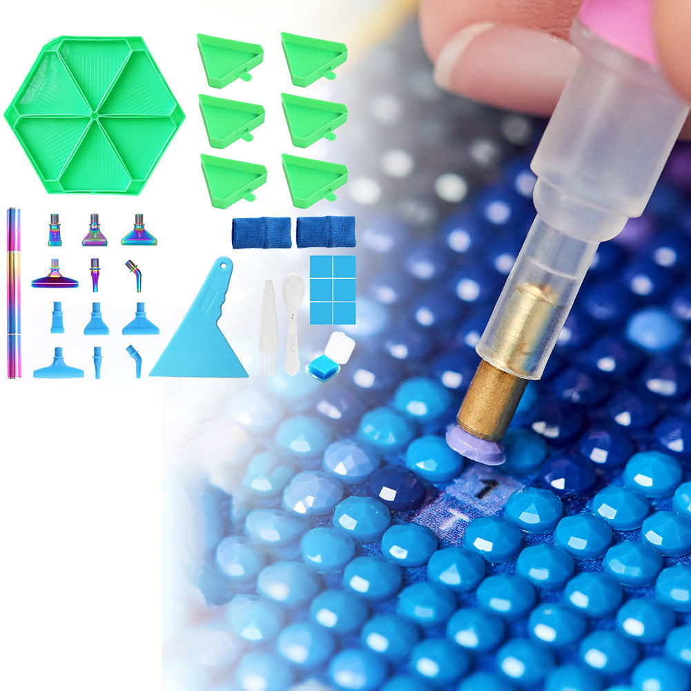 Diamond Painting Tool Accessory Tray Kit with Brush Spoon Glue Clays (Set 3)
