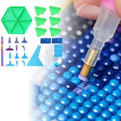 Diamond Painting Tool Accessory Tray Kit with Brush Spoon Glue Clays (Set 3)