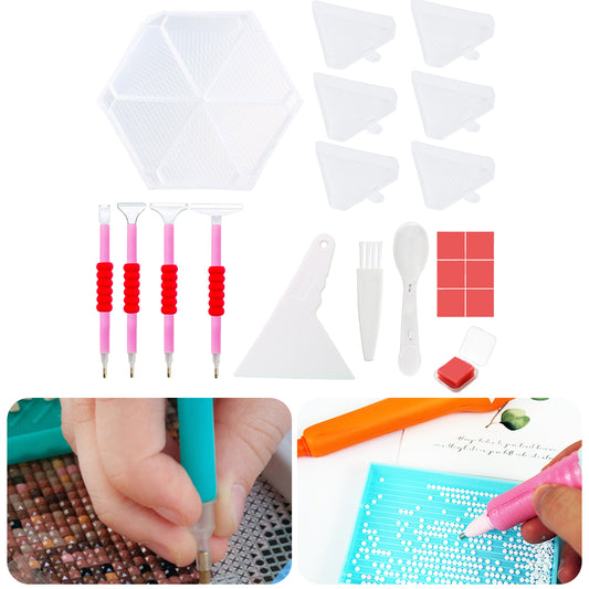 Diamond Painting Tool Accessory Tray Kit with Brush Spoon Pen Glue Clay (Set 1)