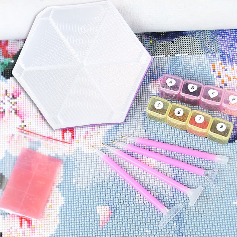Diamond Painting Tool Accessory Tray Kit with Brush Spoon Pen Glue Clay (Set 1)