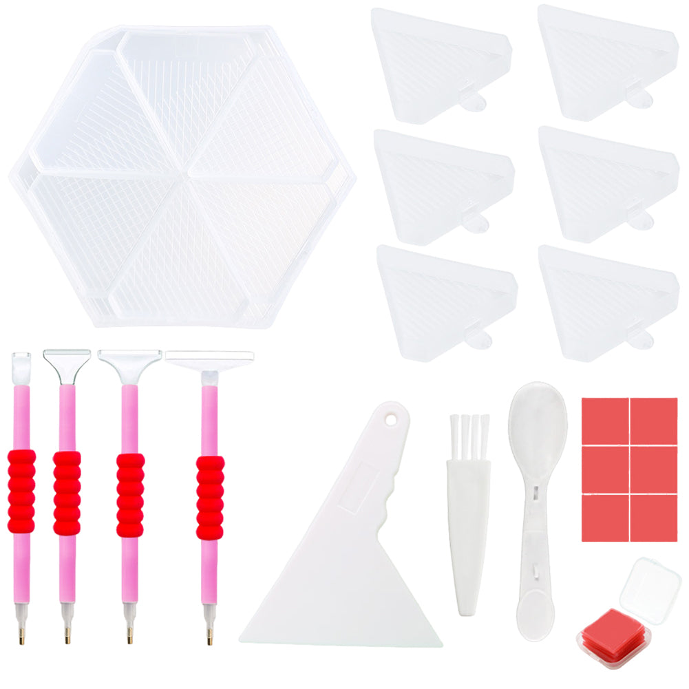 Diamond Painting Tool Accessory Tray Kit with Brush Spoon Pen Glue Clay (Set 1)