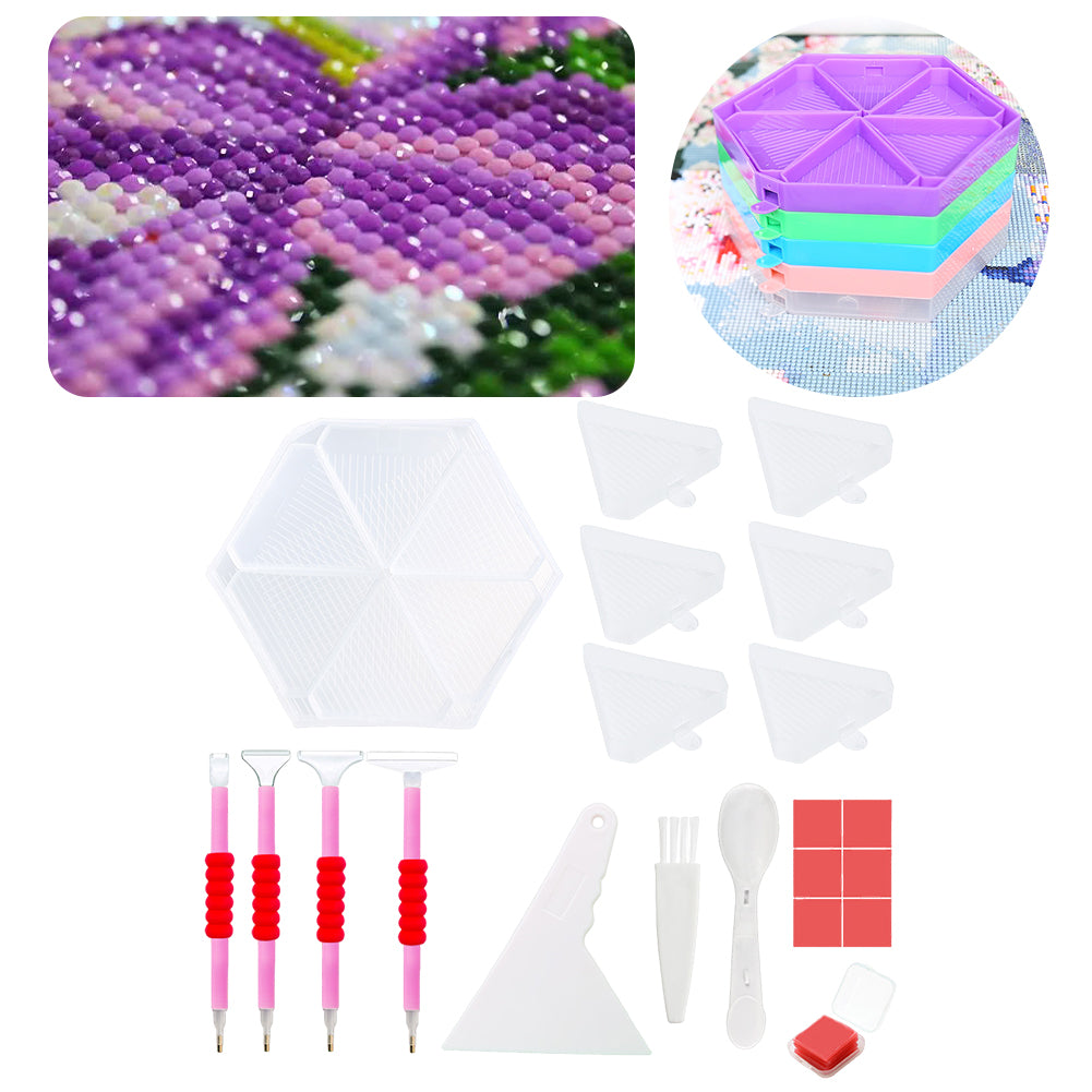 Diamond Painting Tool Accessory Tray Kit with Brush Spoon Pen Glue Clay (Set 1)