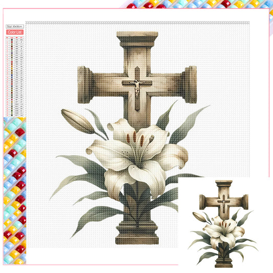 Cross Lily - Full Square Drill Diamond Painting 40*70CM