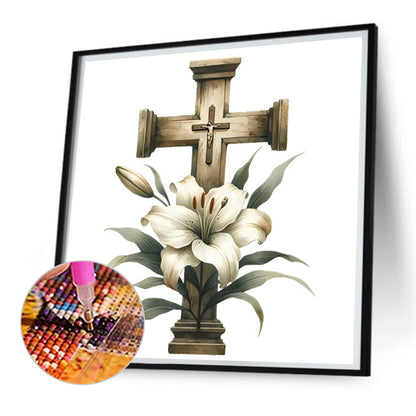 Cross Lily - Full Square Drill Diamond Painting 40*70CM