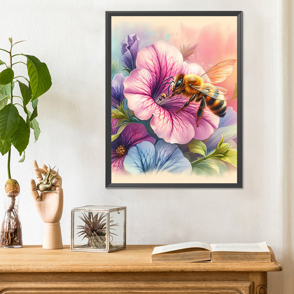 Flower Bee - Full Round Drill Diamond Painting 30*40CM