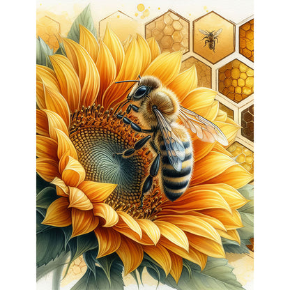 Flower Bee - Full Round Drill Diamond Painting 30*40CM