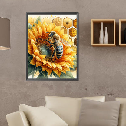 Flower Bee - Full Round Drill Diamond Painting 30*40CM