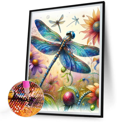 Romantic Dragonfly - Full Round Drill Diamond Painting 30*40CM