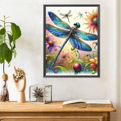 Romantic Dragonfly - Full Round Drill Diamond Painting 30*40CM