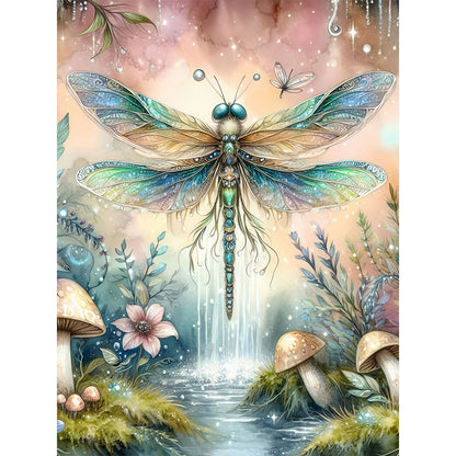 Romantic Dragonfly - Full Round Drill Diamond Painting 30*40CM