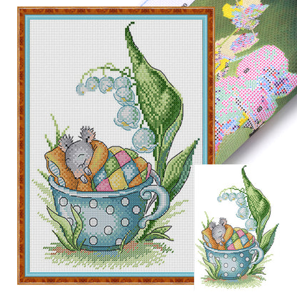 Little Mouse In Sleep - 14CT Stamped Cross Stitch 21*30CM(Joy Sunday)