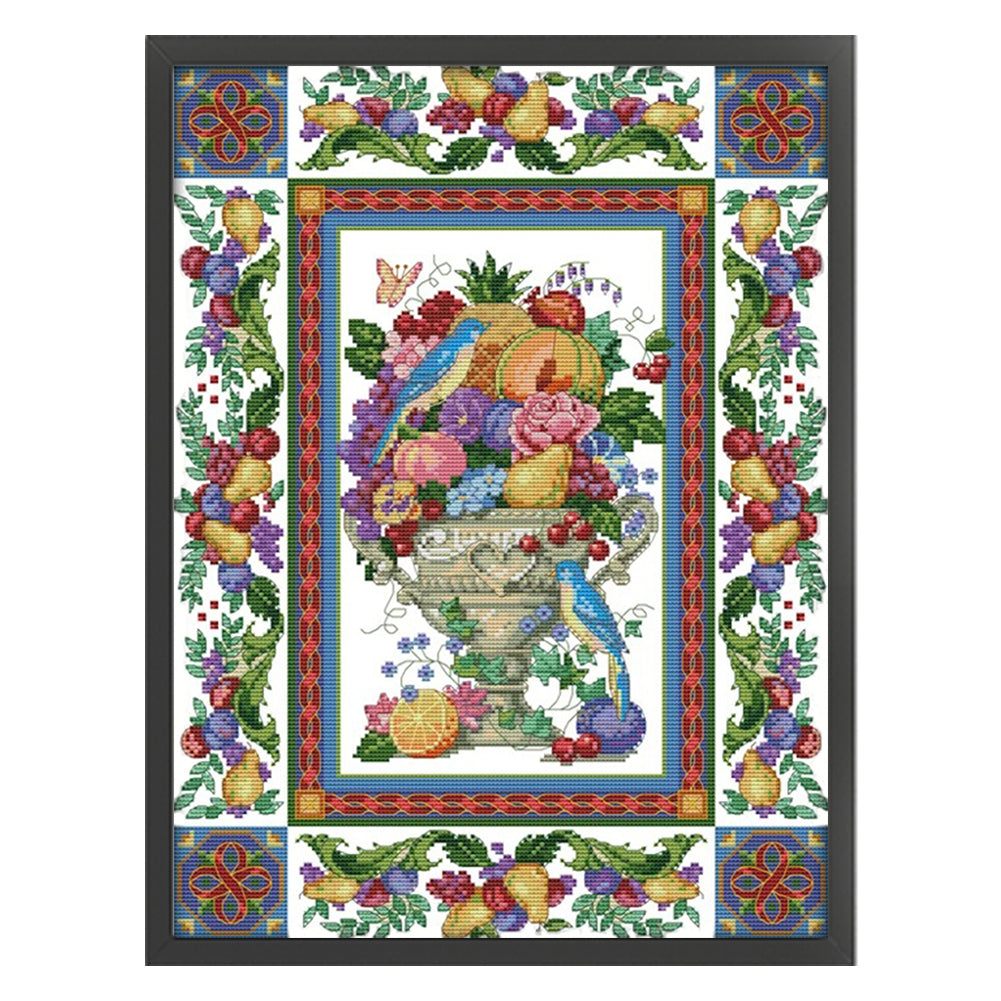 Gorgeous Fruit Bowl - 14CT Stamped Cross Stitch 37*48CM(Joy Sunday)