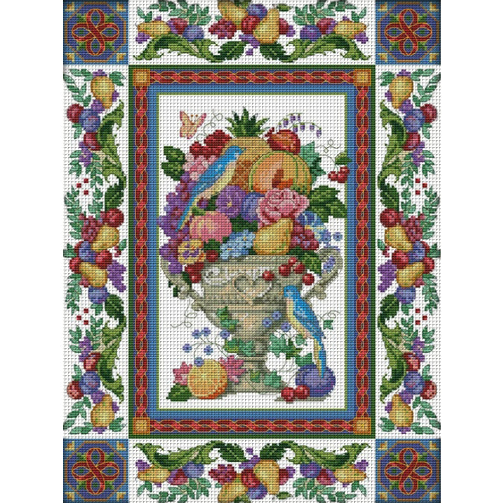 Gorgeous Fruit Bowl - 14CT Stamped Cross Stitch 37*48CM(Joy Sunday)