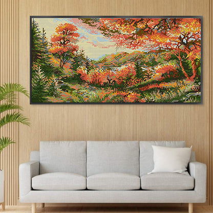 Autumn Scenery - 14CT Stamped Cross Stitch 48*30CM(Joy Sunday)