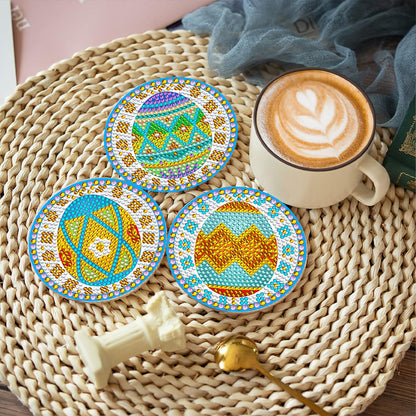 8Pcs Diamond Art Painting Coasters Craft Kit with Holder for Gift(Vintage Plaid)