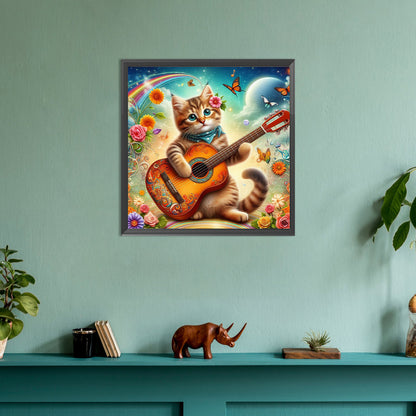 Kitten Playing Guitar - Full Round Drill Diamond Painting 30*30CM