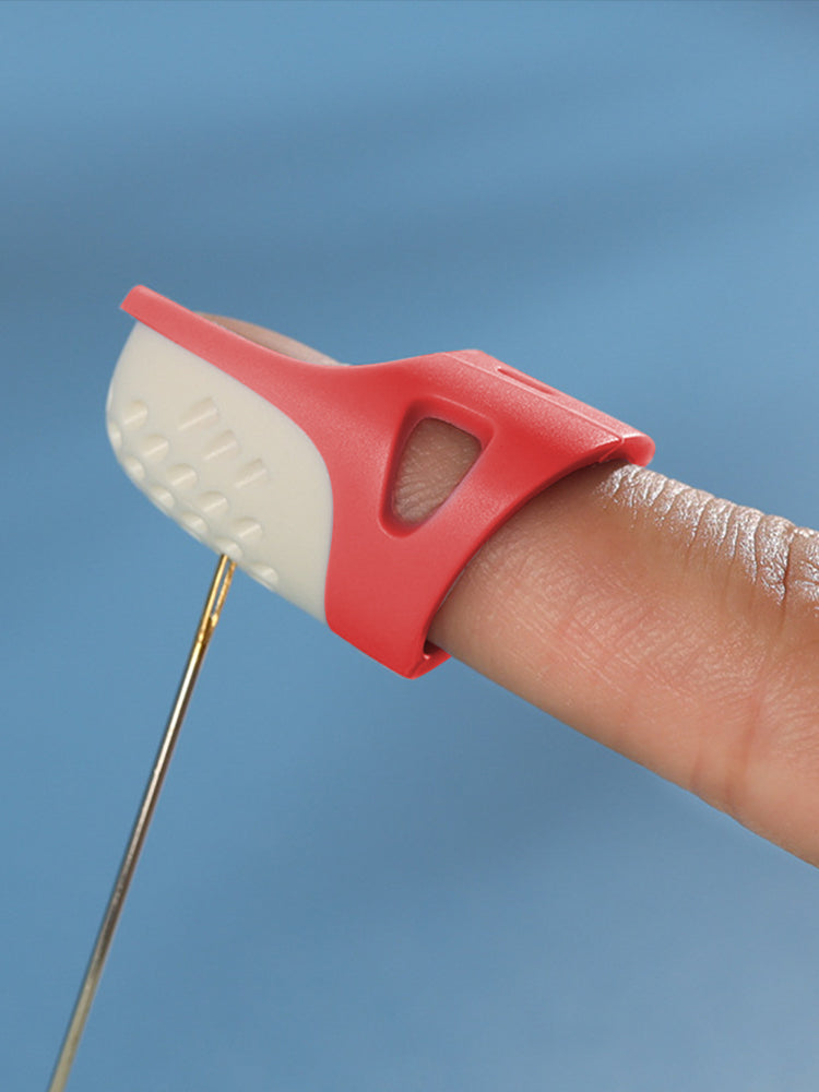 Sewing Thimble Finger Protector DIY Sewing Tool for Needlework (Red Large)