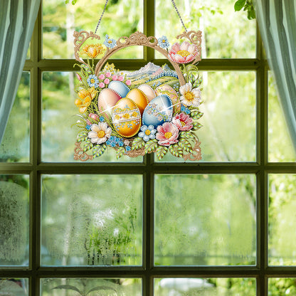 Easter Egg Scene Single-Sided Diamond Art Hanging Pendant for Office Home Decor