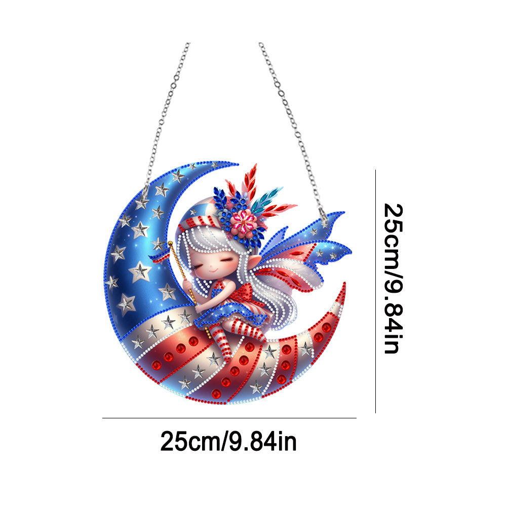 Single-Side Fairy Diamond Art Hanging Pendant for Home Wall Decor (Fairy Moon)