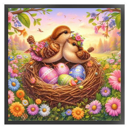 Birds And Easter Eggs - 18CT Stamped Cross Stitch 40*40CM