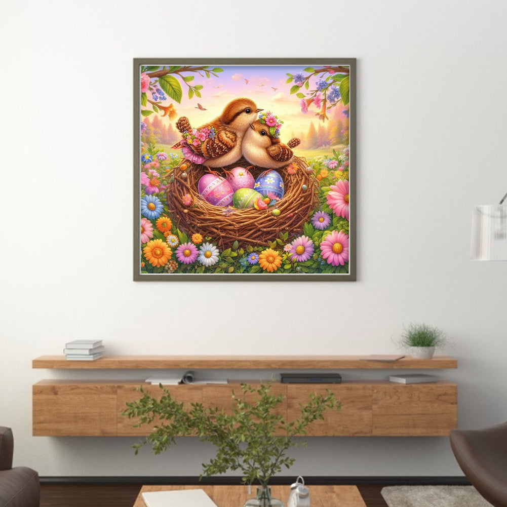 Birds And Easter Eggs - 18CT Stamped Cross Stitch 40*40CM