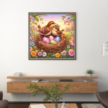 Birds And Easter Eggs - 18CT Stamped Cross Stitch 40*40CM