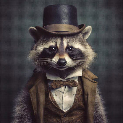 Raccoon Wearing A Gift - 11CT Stamped Cross Stitch 40*40CM