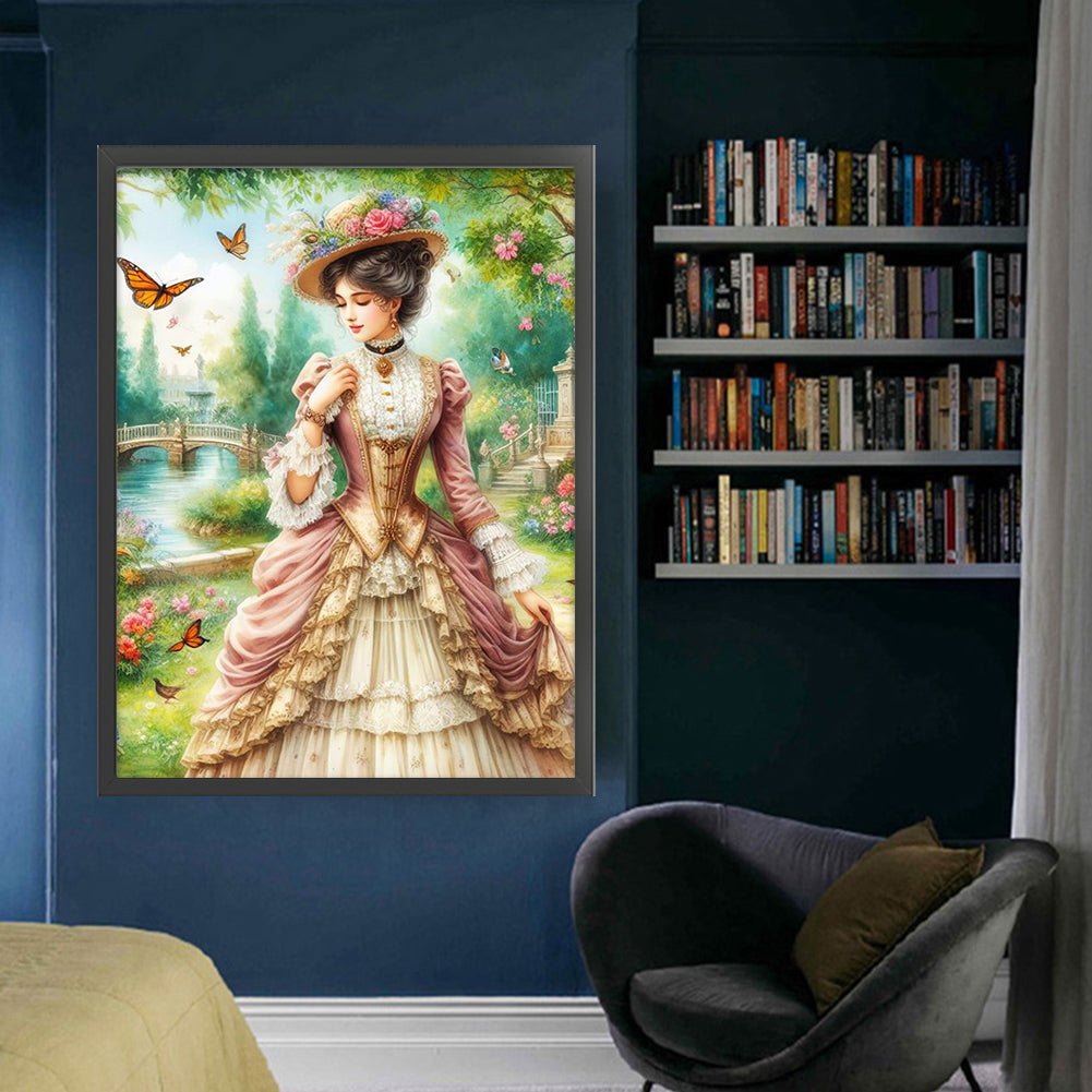 Retro Lady Woman - 11CT Stamped Cross Stitch 50*65CM
