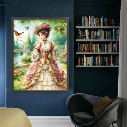 Retro Lady Woman - 11CT Stamped Cross Stitch 50*65CM