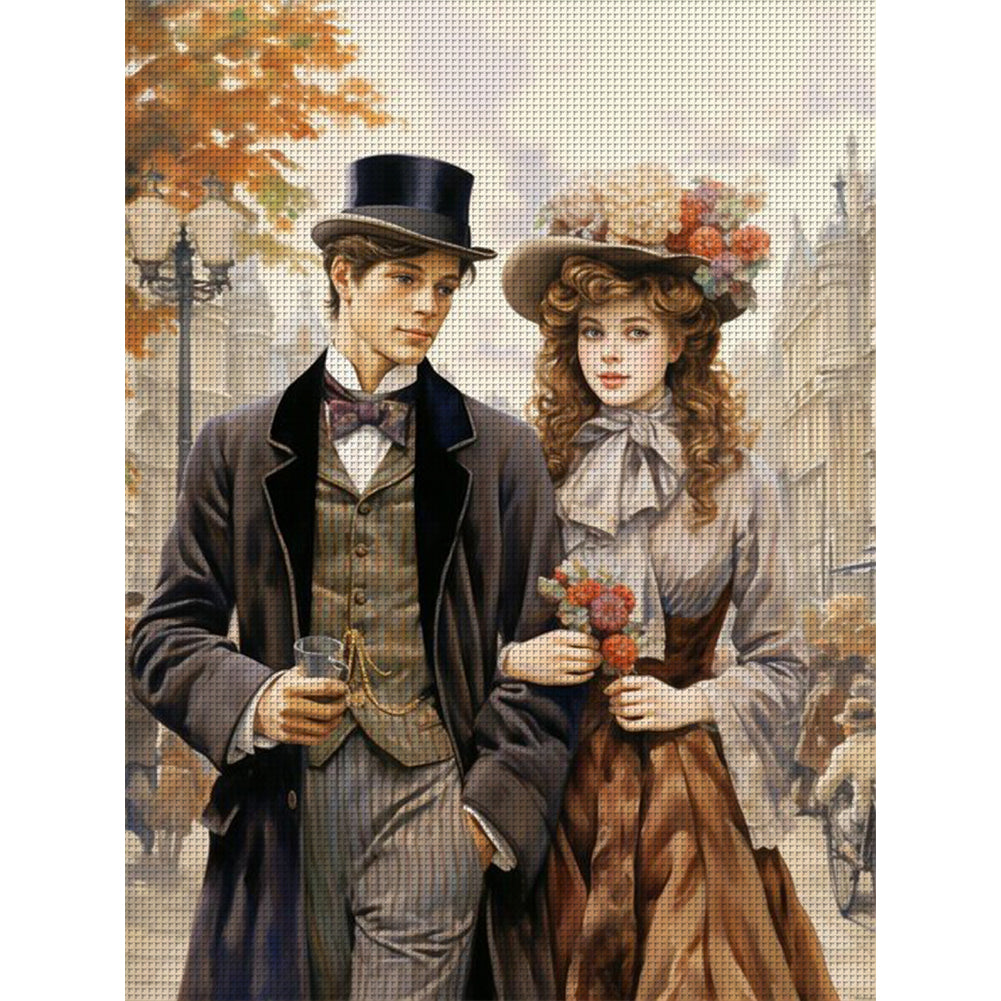 Retro Lady Woman - 11CT Stamped Cross Stitch 50*65CM