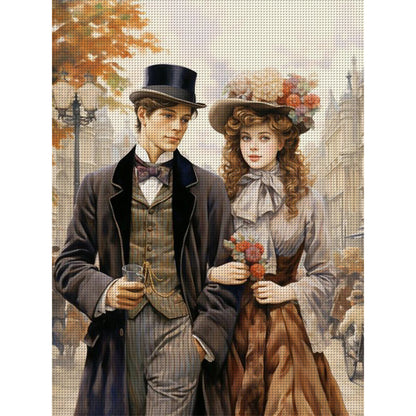 Retro Lady Woman - 11CT Stamped Cross Stitch 50*65CM