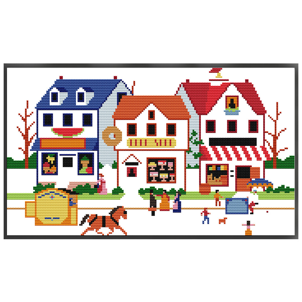 Summer Market - 14CT Stamped Cross Stitch 40*26CM(Joy Sunday)