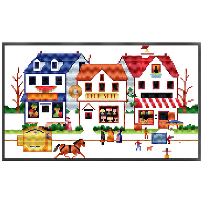Summer Market - 14CT Stamped Cross Stitch 40*26CM(Joy Sunday)