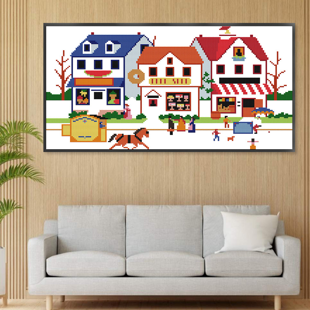 Summer Market - 14CT Stamped Cross Stitch 40*26CM(Joy Sunday)