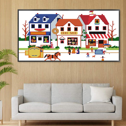 Summer Market - 14CT Stamped Cross Stitch 40*26CM(Joy Sunday)