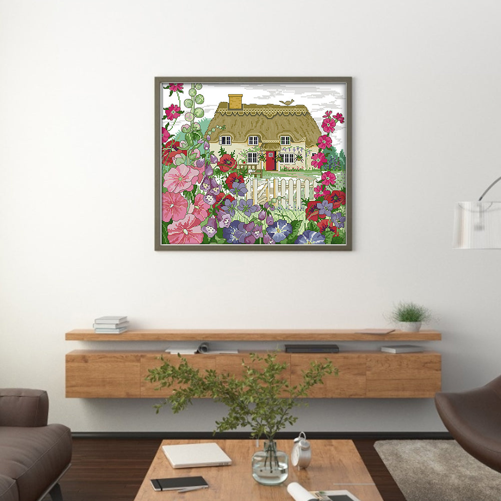 Morning Glory Cottage - 14CT Stamped Cross Stitch 44*38CM(Joy Sunday)