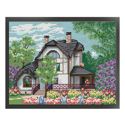 Beautiful View Of The Manor - 14CT Stamped Cross Stitch 36*29CM(Joy Sunday)